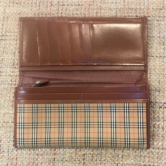 BURBERRY Nova Check Plaid Canvas Leather BiFolding Long Wallet - Picture 4 of 16